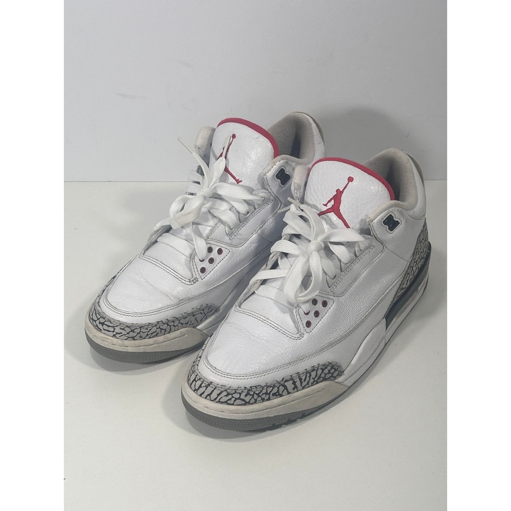 Air Jordan 3 Retro White Cement 2011 Mens Size 10 136064-105 White Red Black